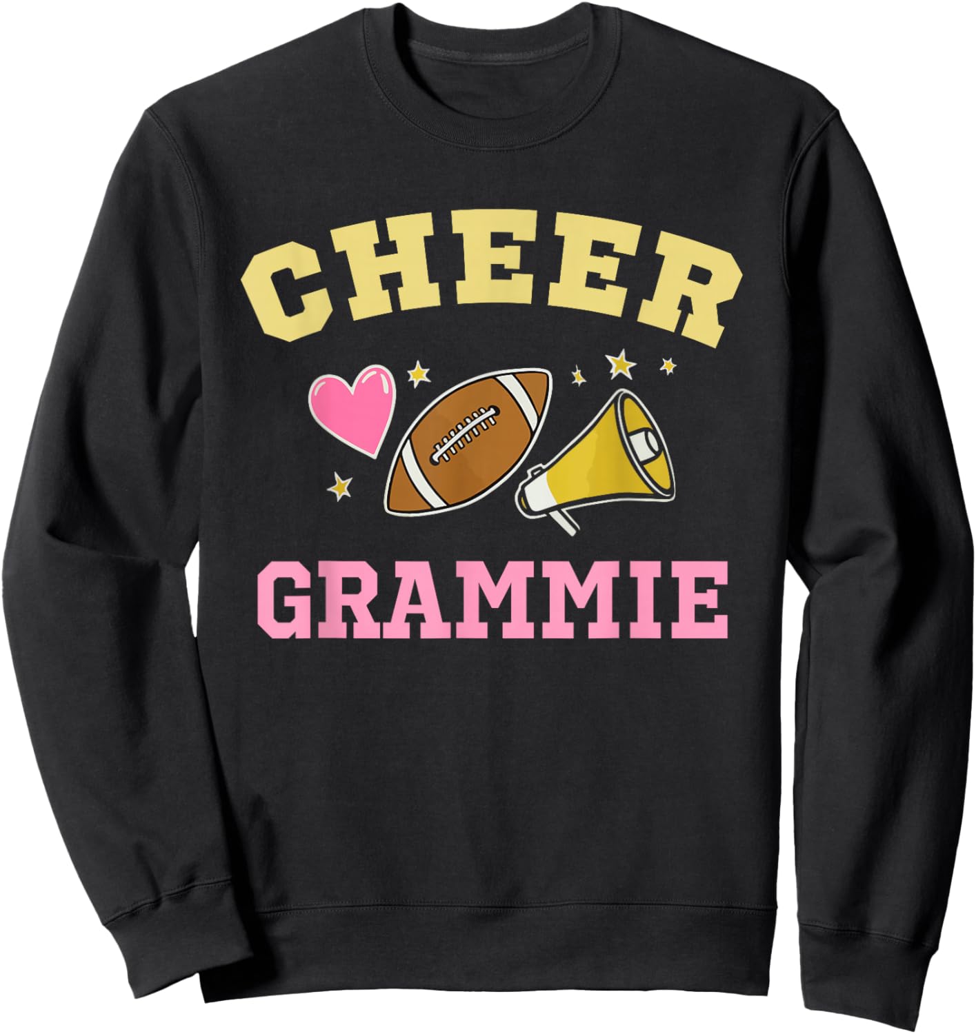 Cheer Grammie Heart Fan Cheerleader Cheerleading Football Sweatshirt - Sweatshirt | Black