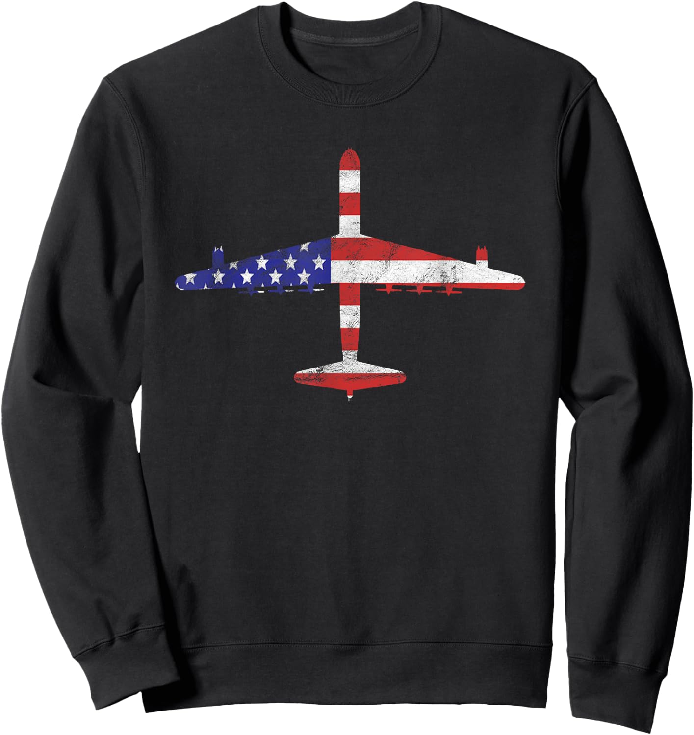 B-36 Peacemaker Cold War Bomber Airplane American Flag Men Sweatshirt - Sweatshirt | Black
