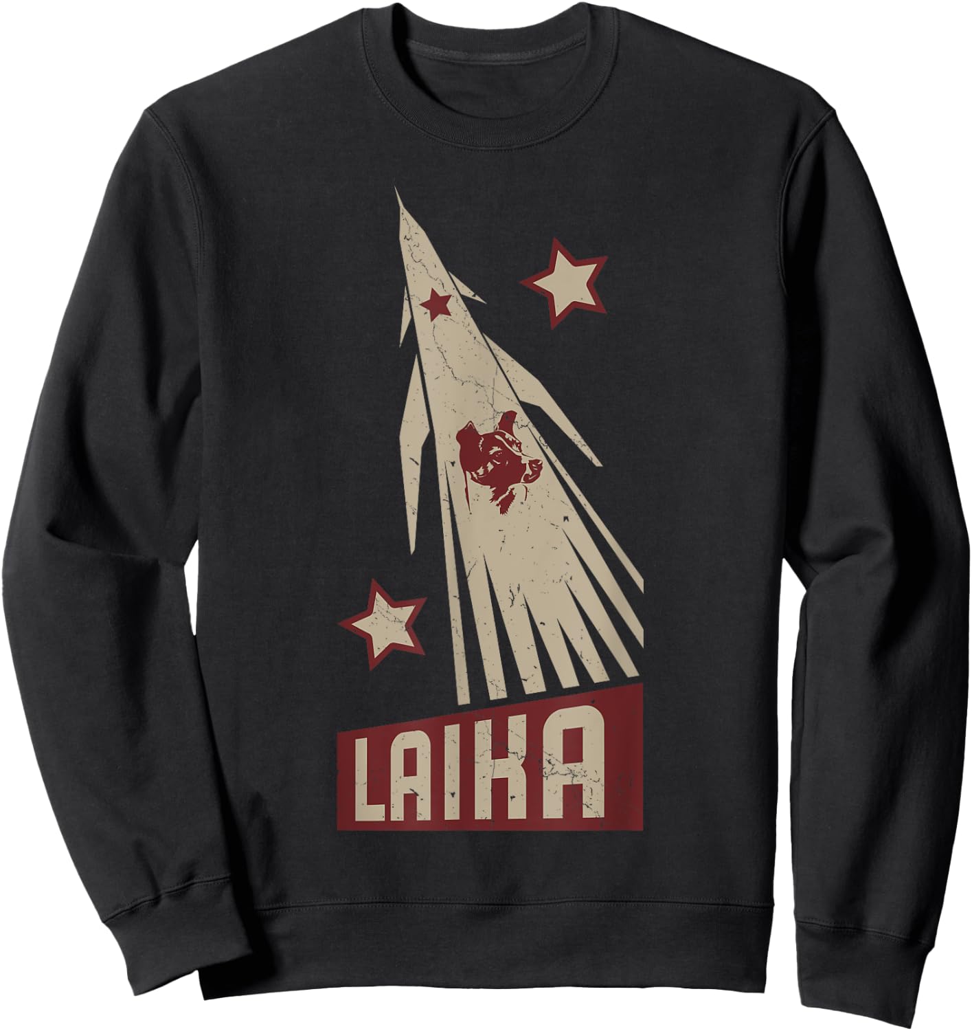Laika Dog Sputnik Space Dog Space Travel USSR Men Women Sweatshirt - Sweatshirt | Black