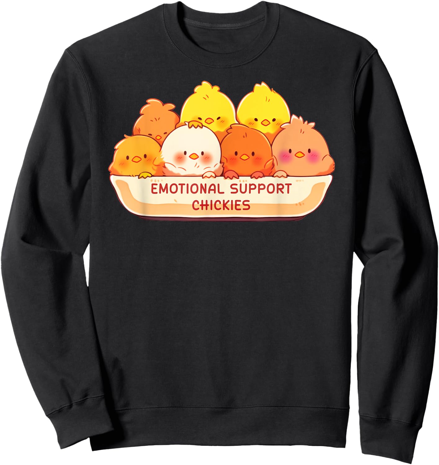 Emotional Support Chickies Cute Kawaii Fruit Cup Sweatshirt - Sweatshirt | Black