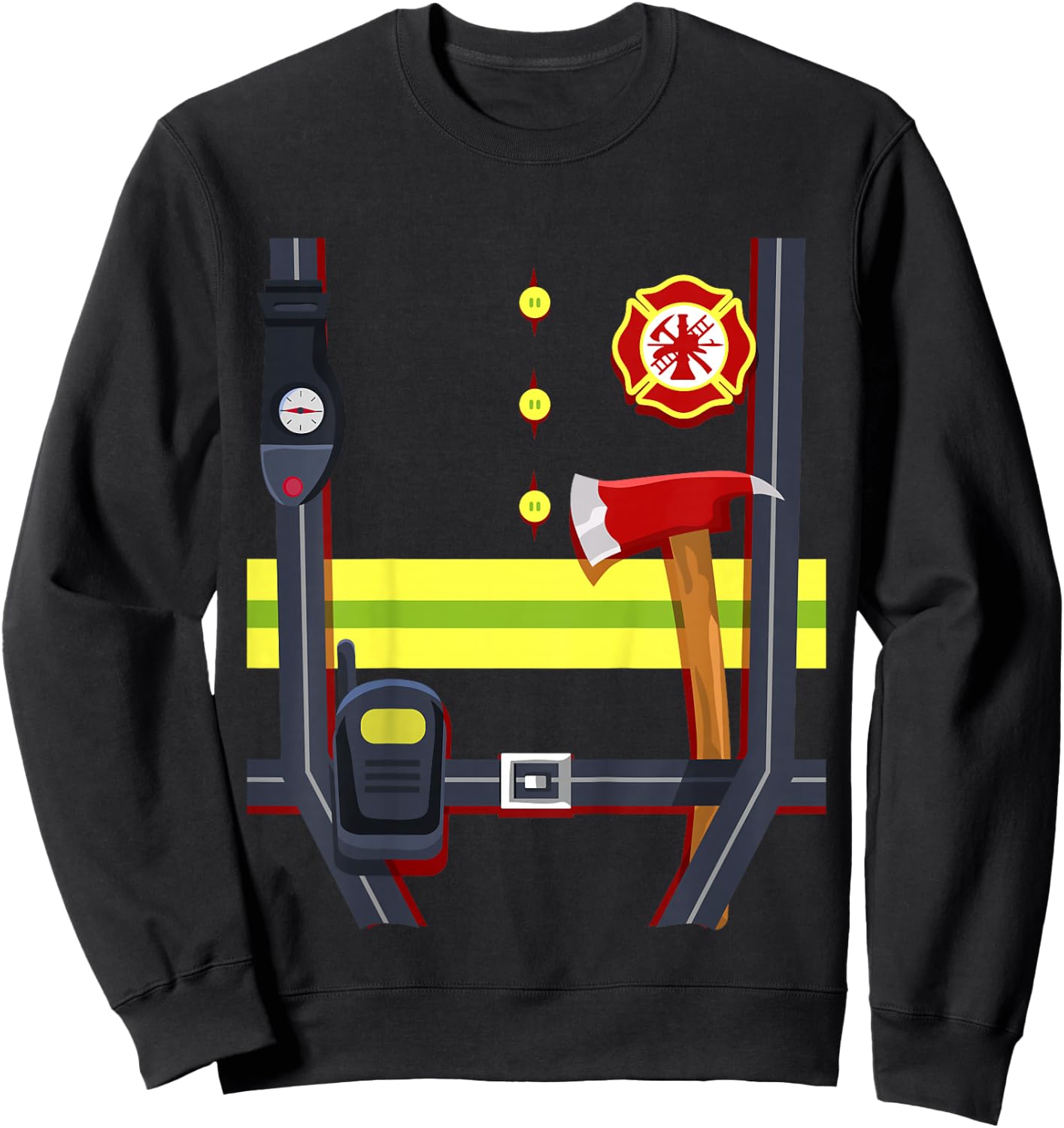 Kids Firefighter Halloween Costume Boys Girls Kids Fire Chief Sweatshirt - Sweatshirt | Black