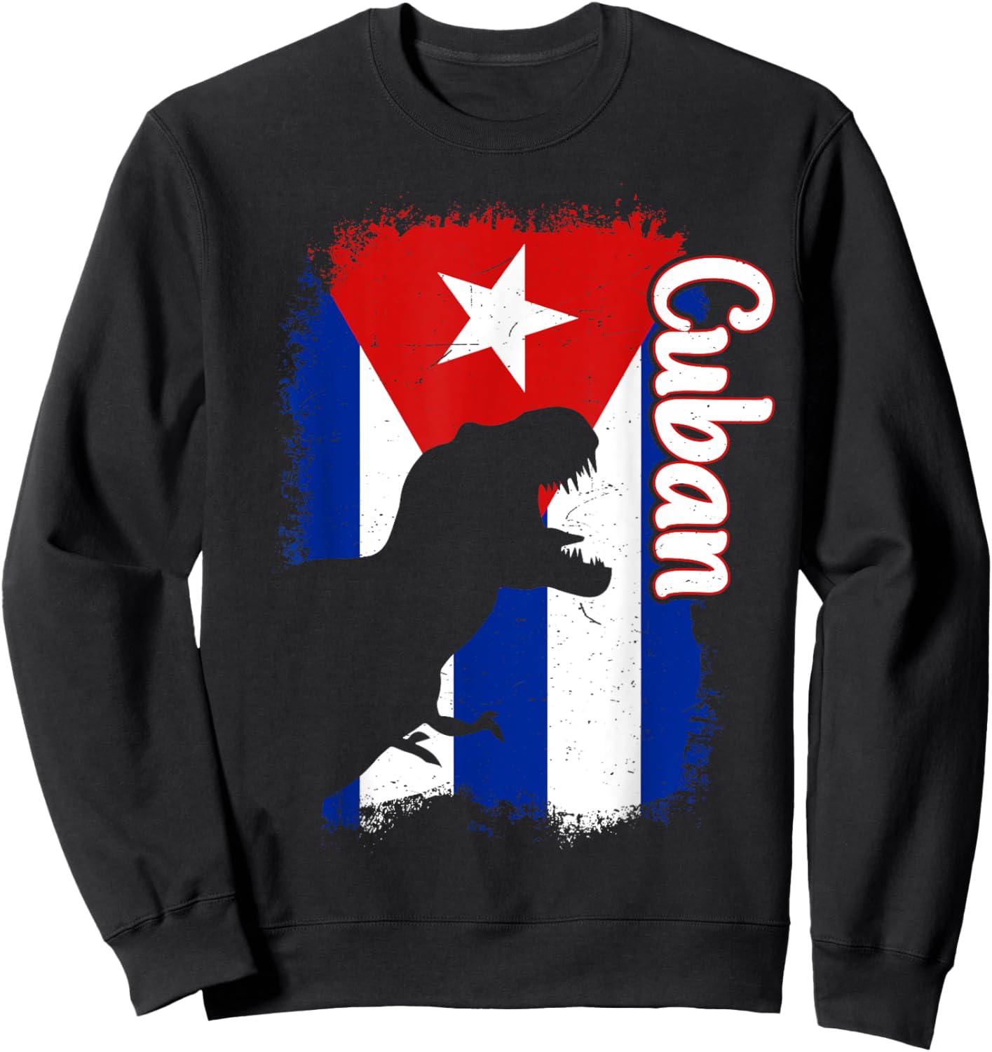 Boys Cubanita Cuba Flag Cuban Dino Kids Hispanic Heritage Sweatshirt - Sweatshirt | Black