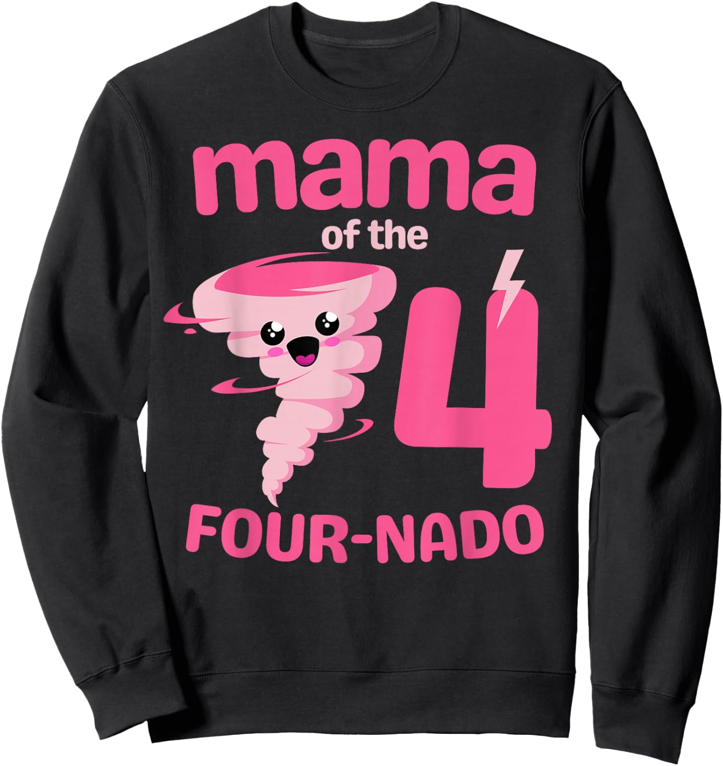 Mama of the Four-nado Tornado Theme 4th Birthday Party Kids Sweatshirt - Sweatshirt | Black