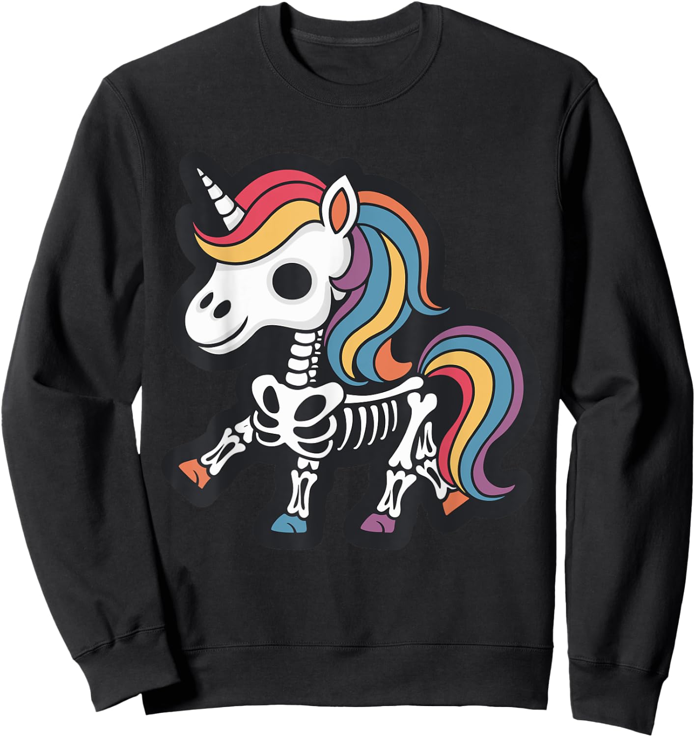Funny Skeleton Unicorn Lovers Spooky Halloween Costume Girls Sweatshirt - Sweatshirt | Black
