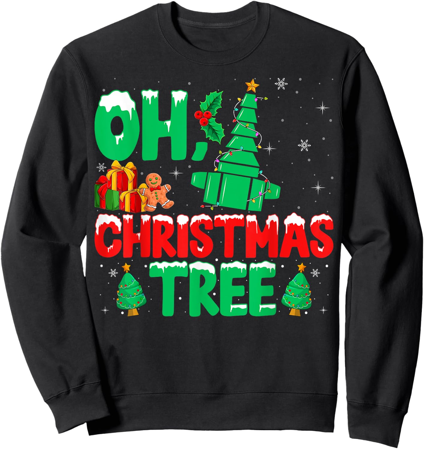 Oh Christmas Tree Xmas Pulmonology Respiratory Therapist Sweatshirt - Sweatshirt | Black