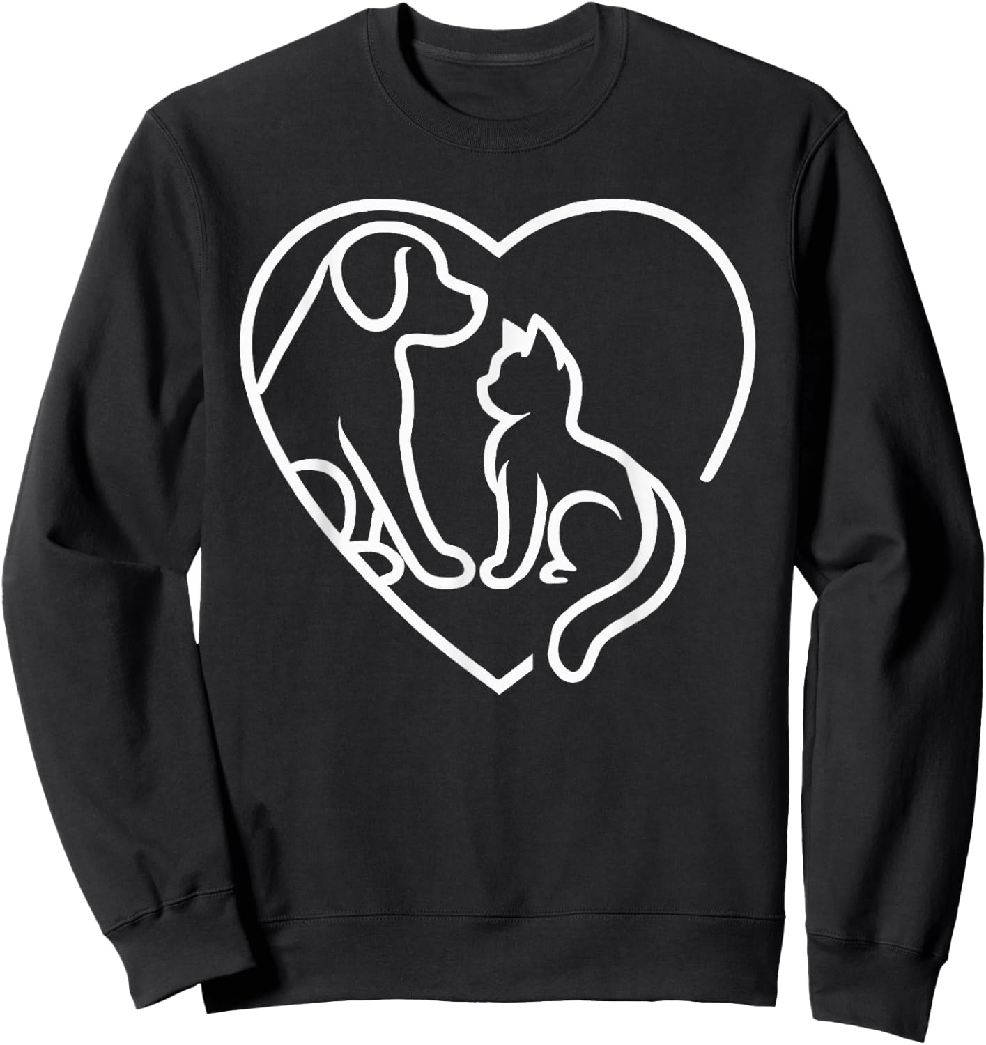 Dog Puppy and Baby Cat Heart - Animal Dog & Cat Heart Sweatshirt - Sweatshirt | Black