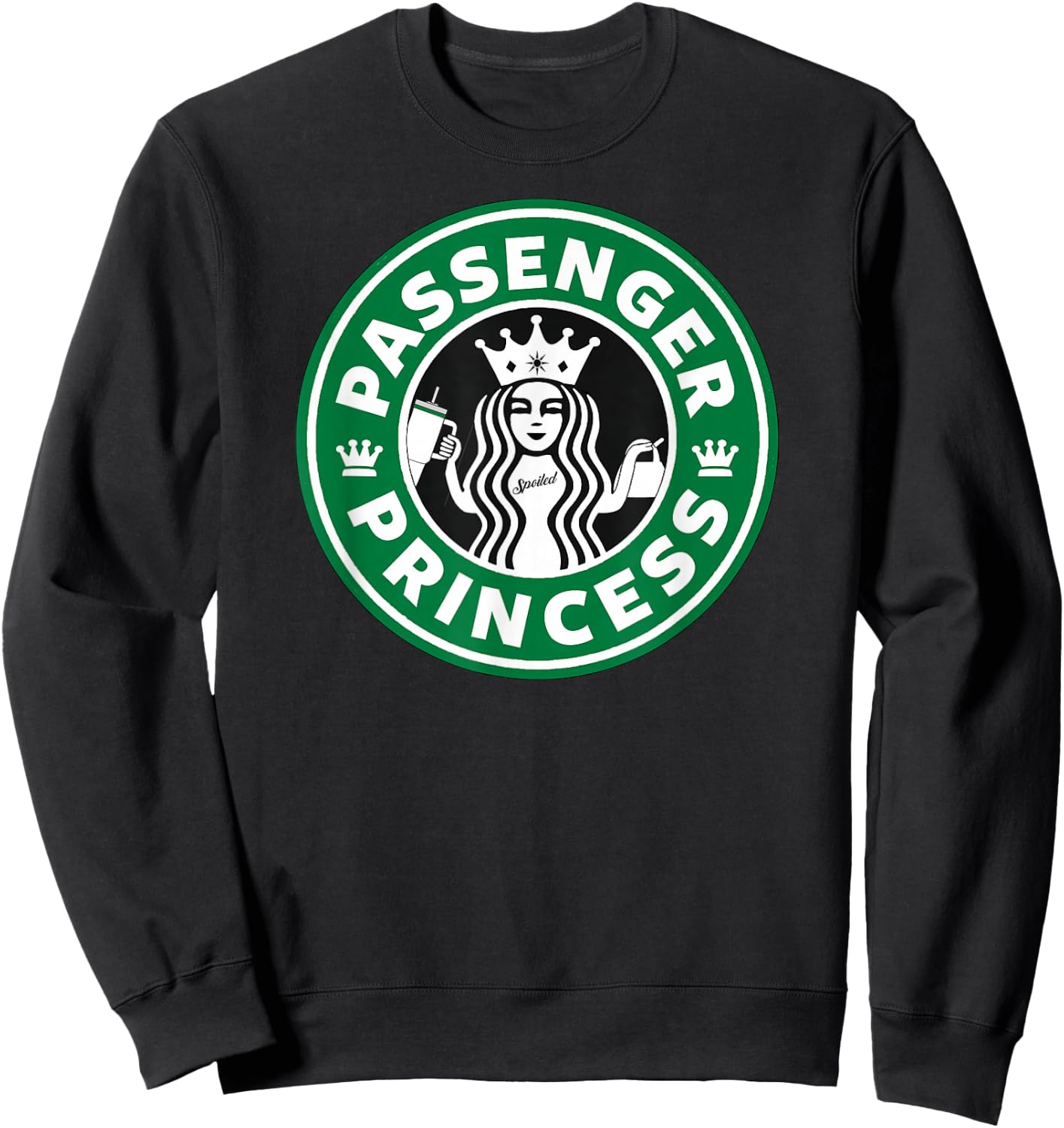 Passenger Princess for Girls Cute Passenger Seat Rider Sweatshirt - Sweatshirt | Black