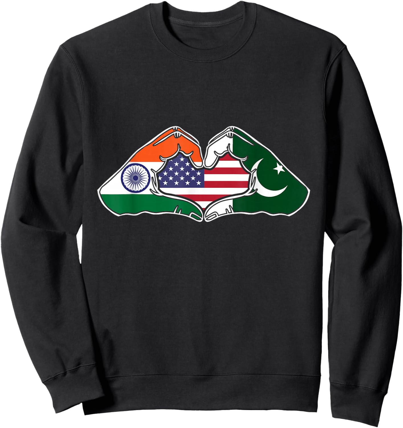 Heart hands India, Pakistan and the USA Sweatshirt - Sweatshirt | Black