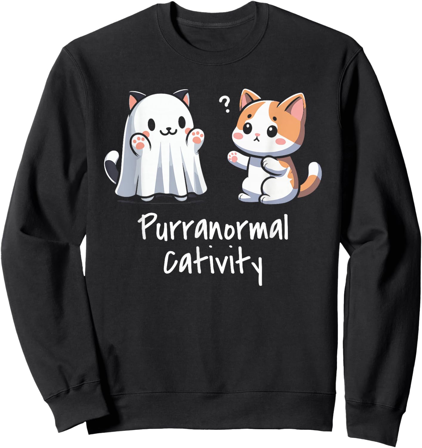 Purranormal Cativity Cat Paranormal Ghost Halloween Sweatshirt - Sweatshirt | Black