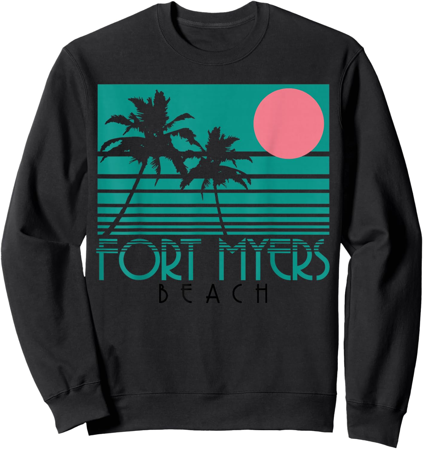 Fort Myers Beach Florida FL Palm Trees Surf Vintage Retro Sweatshirt - Sweatshirt | Black