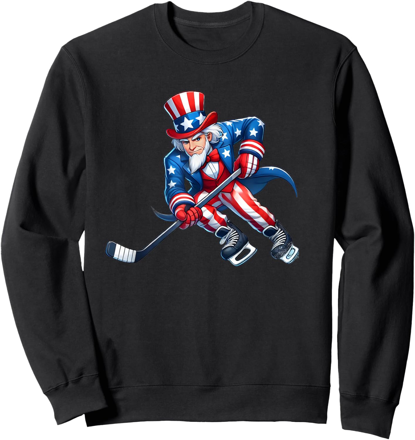 Uncle Sam Hockey Funny 4th of July Independence Day Sports Kids Men Sweatshirt - Sweatshirt | Black