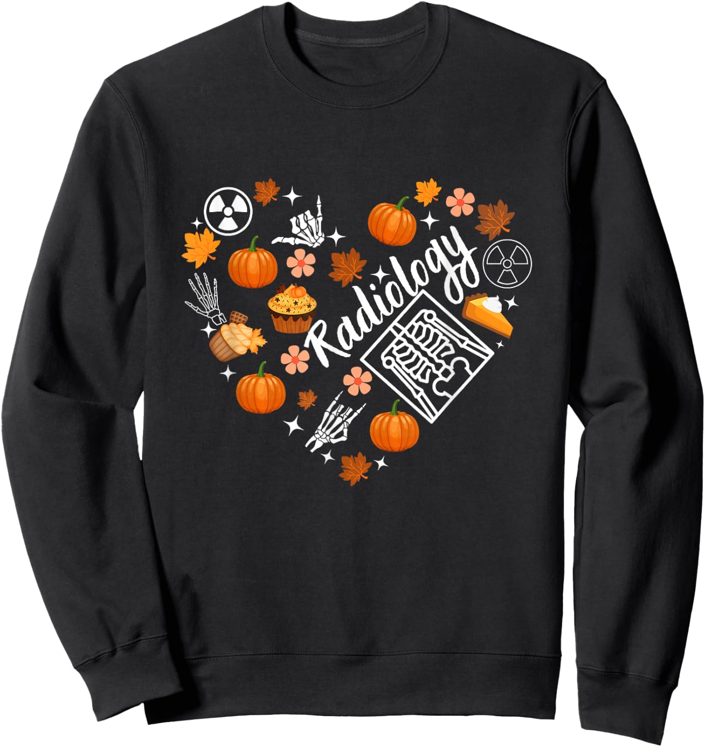 Radiology Fall Heart Xray Tech Autumn Pumpkin Thanksgiving Sweatshirt - Sweatshirt | Black