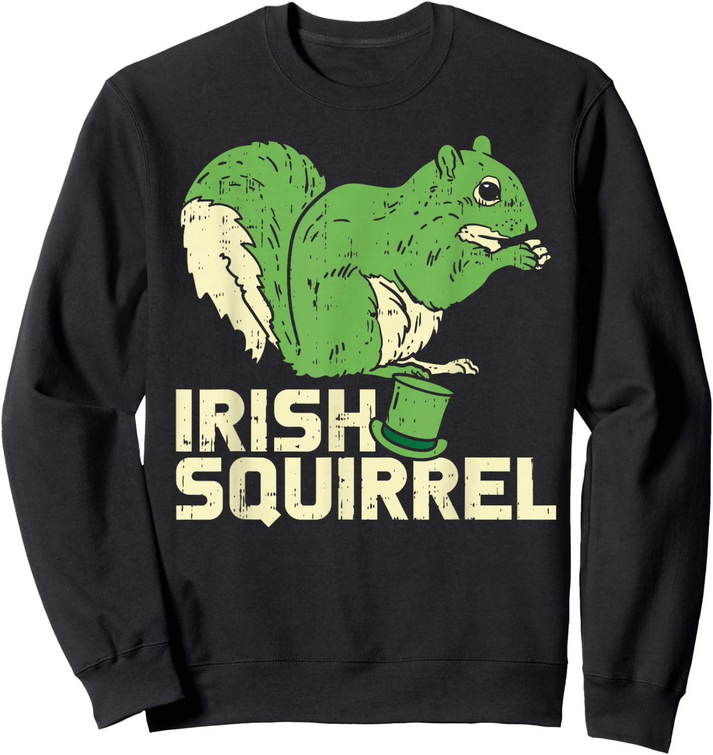 Green Irish Squirrel Cute St Patricks Day Animal Lover Gift Sweatshirt - Sweatshirt | Black