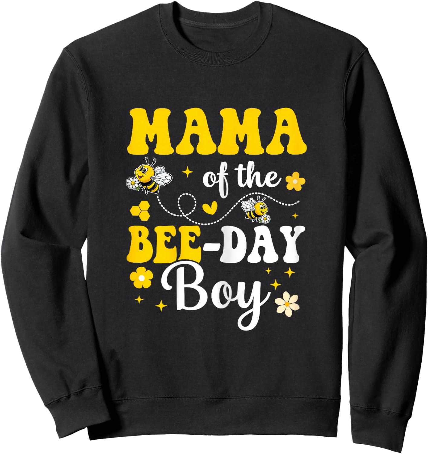 Mama of The Bee Day Boy Bee Birthday Party Matching Family Sweatshirt - Sweatshirt | Black