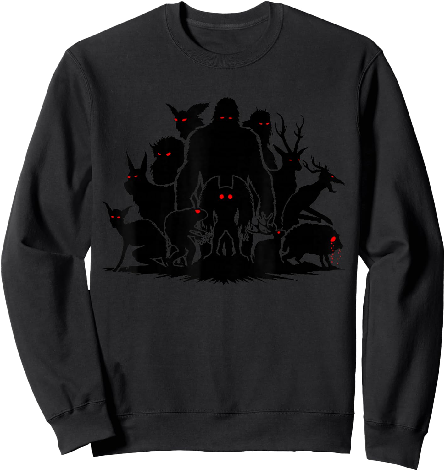 Funny Cryptid Monsters Bigfoot Mothman Wendigo Cryptozoology Sweatshirt - Sweatshirt | Black