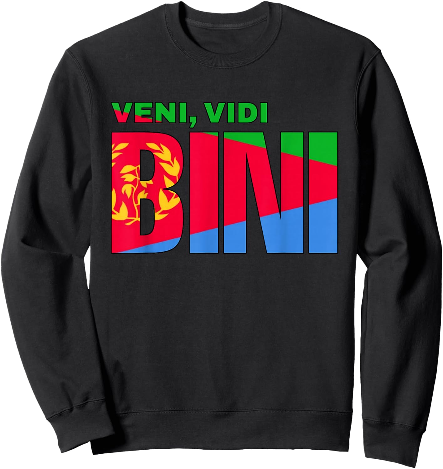 Eritrean Cyclist VENI VIDI BINI Green Jersy Cycling Sweatshirt - Sweatshirt | Black