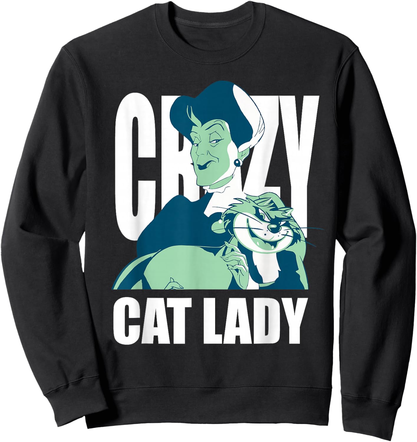 Disney Cinderella Lady Tremaine Lucifer Crazy Cat Lady Sweatshirt - Sweatshirt | Black