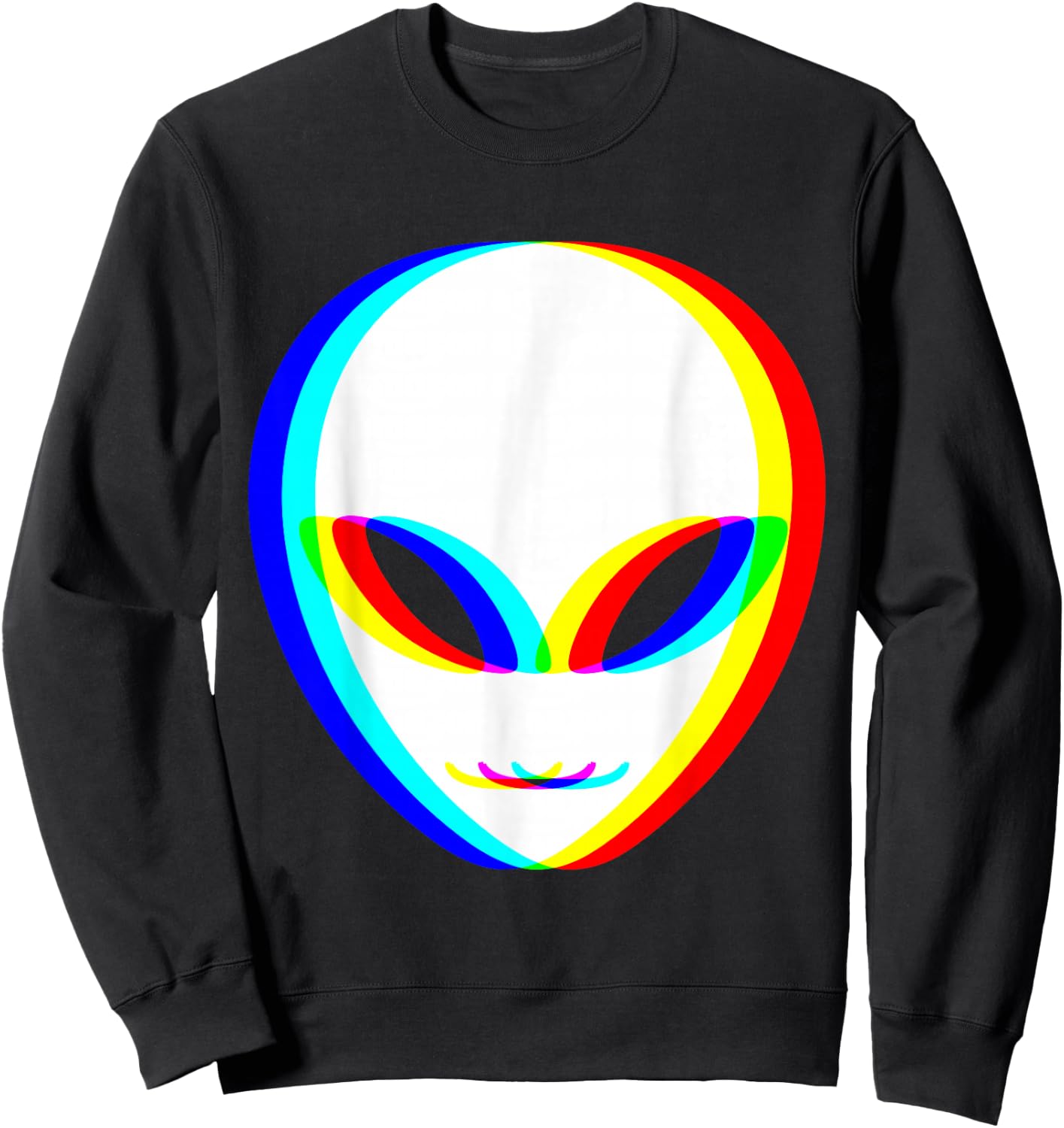 Alien Trippy Vaporwave Halloween Techno Rave EDM Music Party Sweatshirt - Sweatshirt | Black