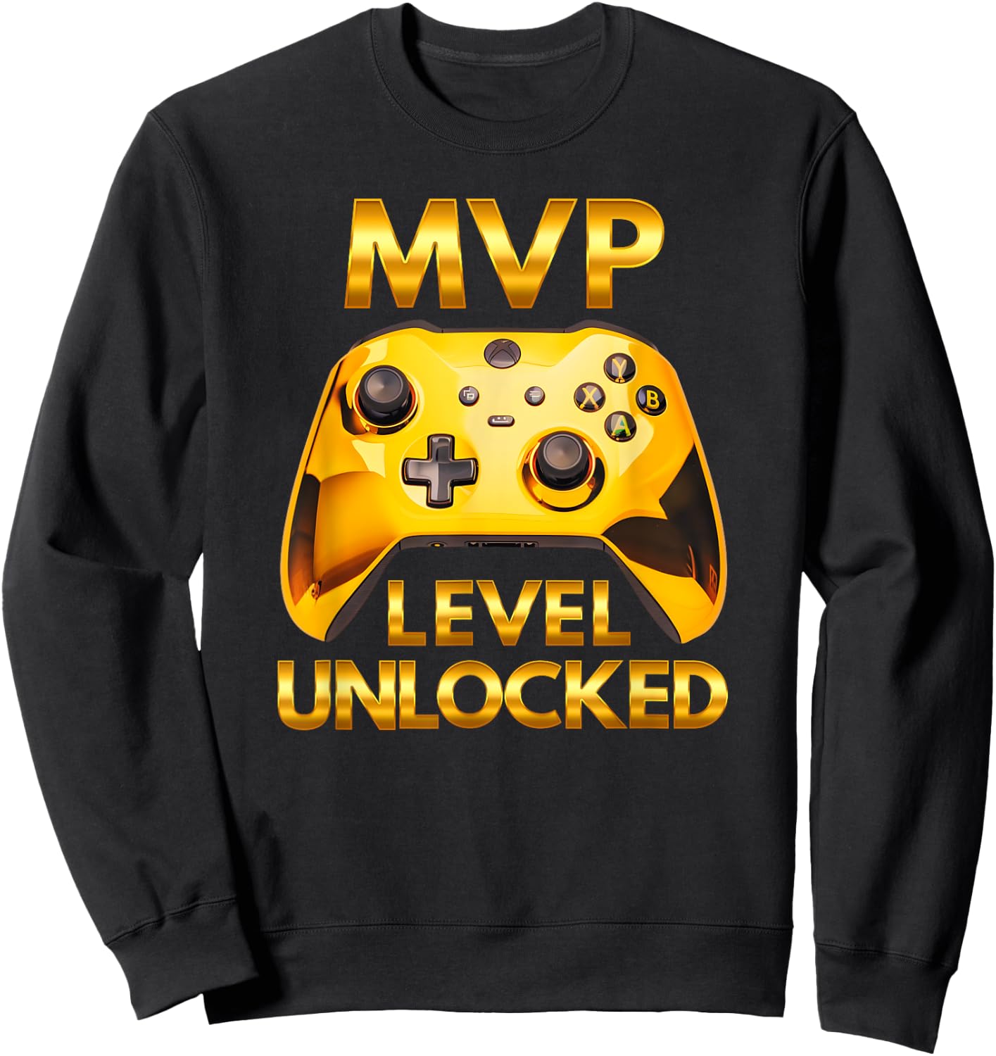 MVP Level Unlocked Video Game Player Gold Gaming Controller Sweatshirt - Sweatshirt | Black