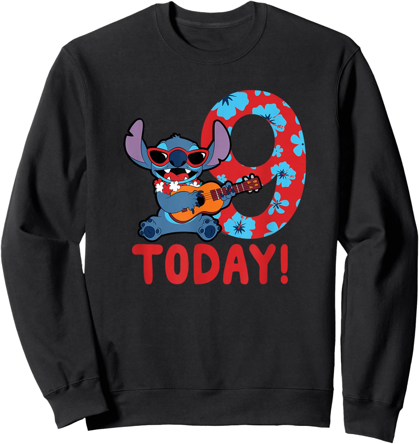 Disney Lilo & Stitch Tropical Birthday 9 Years Old Today Sweatshirt - Sweatshirt | Black