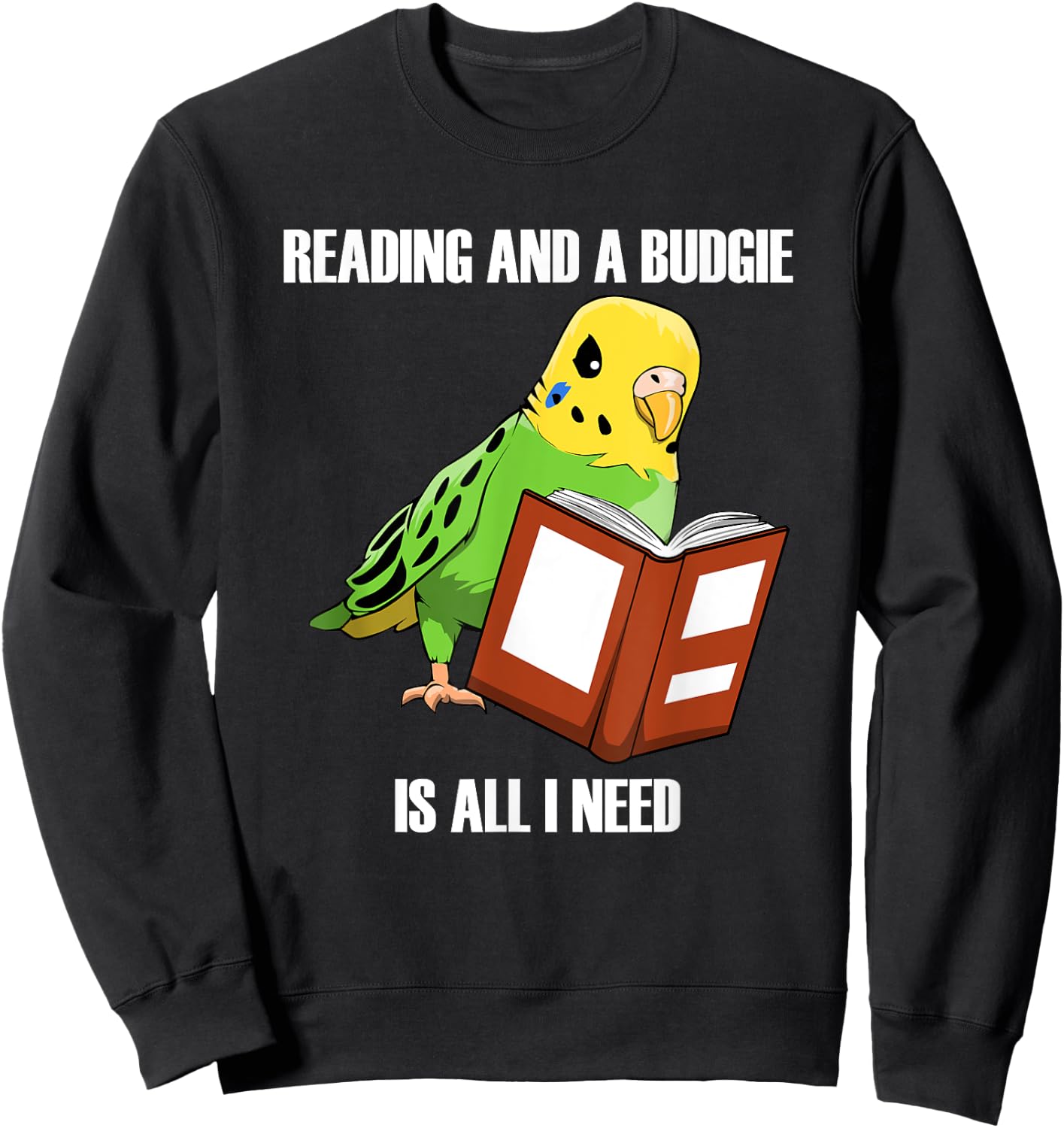 Cute Parakeet Budgie and Reading Books Sweatshirt - Sweatshirt | Black