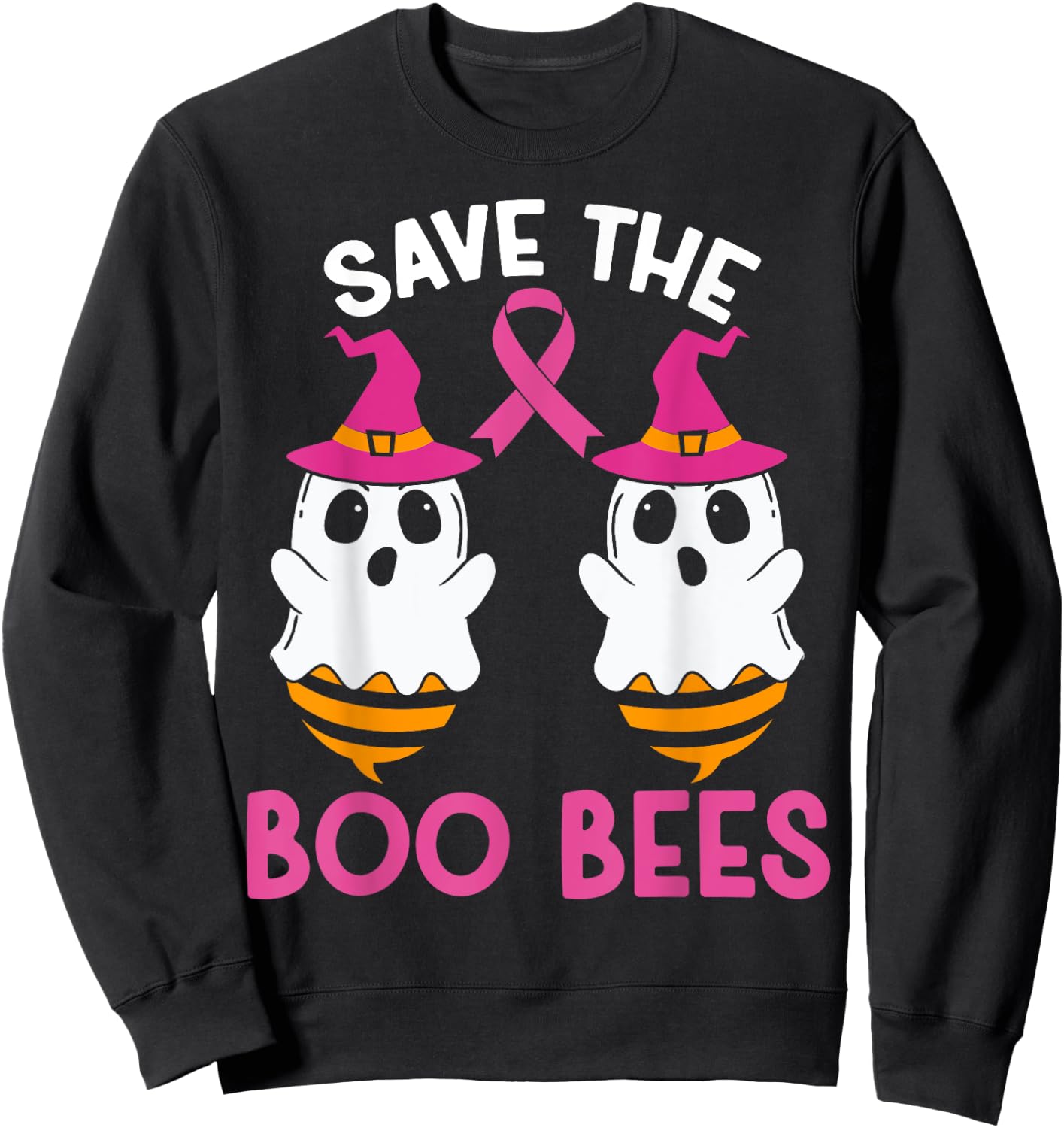 Save The Boobees Boo Bees Breast Cancer Awareness Halloween Sweatshirt - Sweatshirt | Black