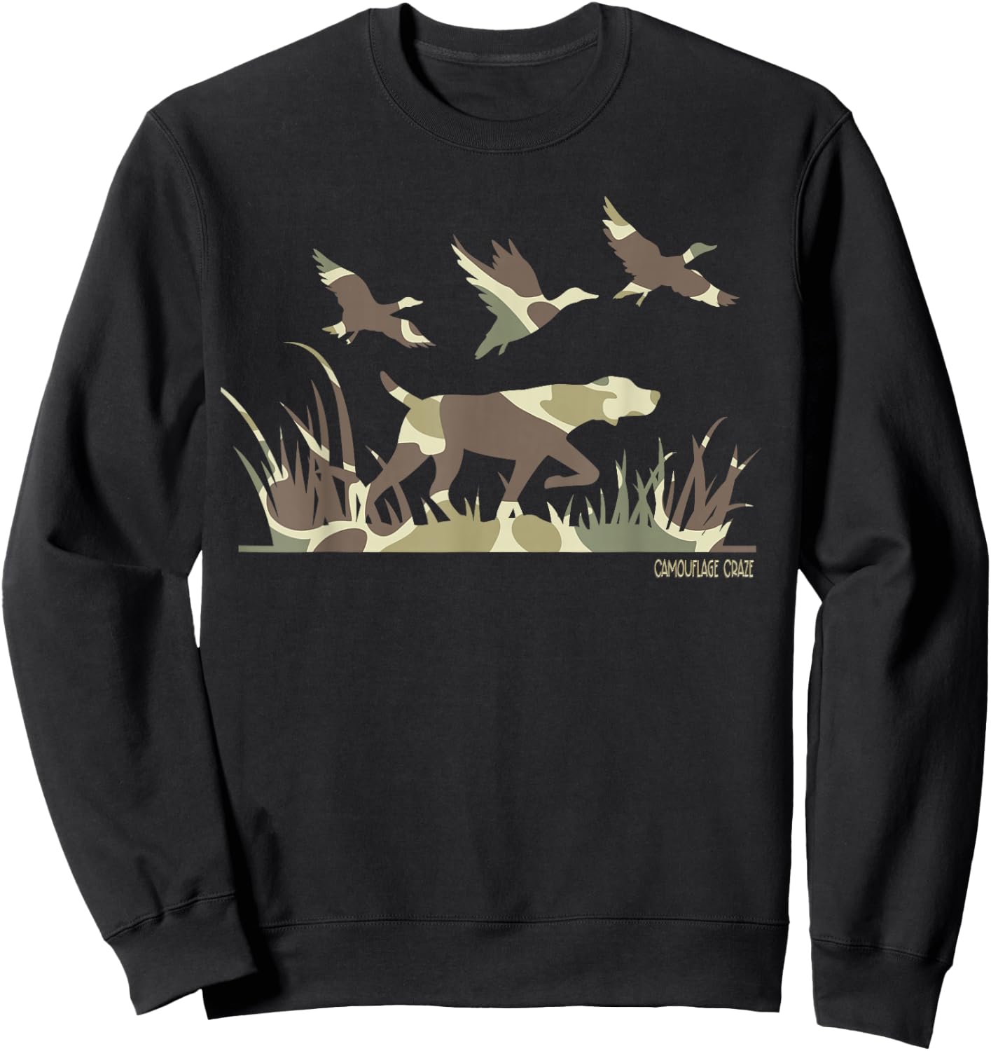 Duck Hunting Camouflage Camo Pointer Dog Camo Duck Hunter Sweatshirt - Sweatshirt | Black