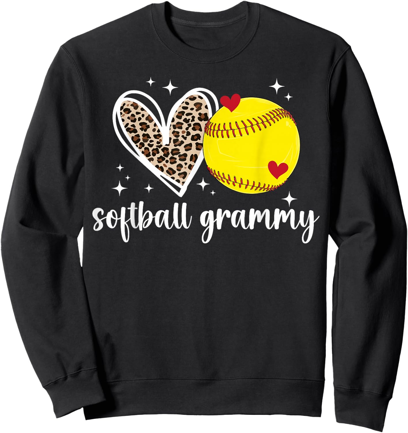 Softball Grammy Heart Grandma Grammy Of A Softball Player Sweatshirt - Sweatshirt | Black