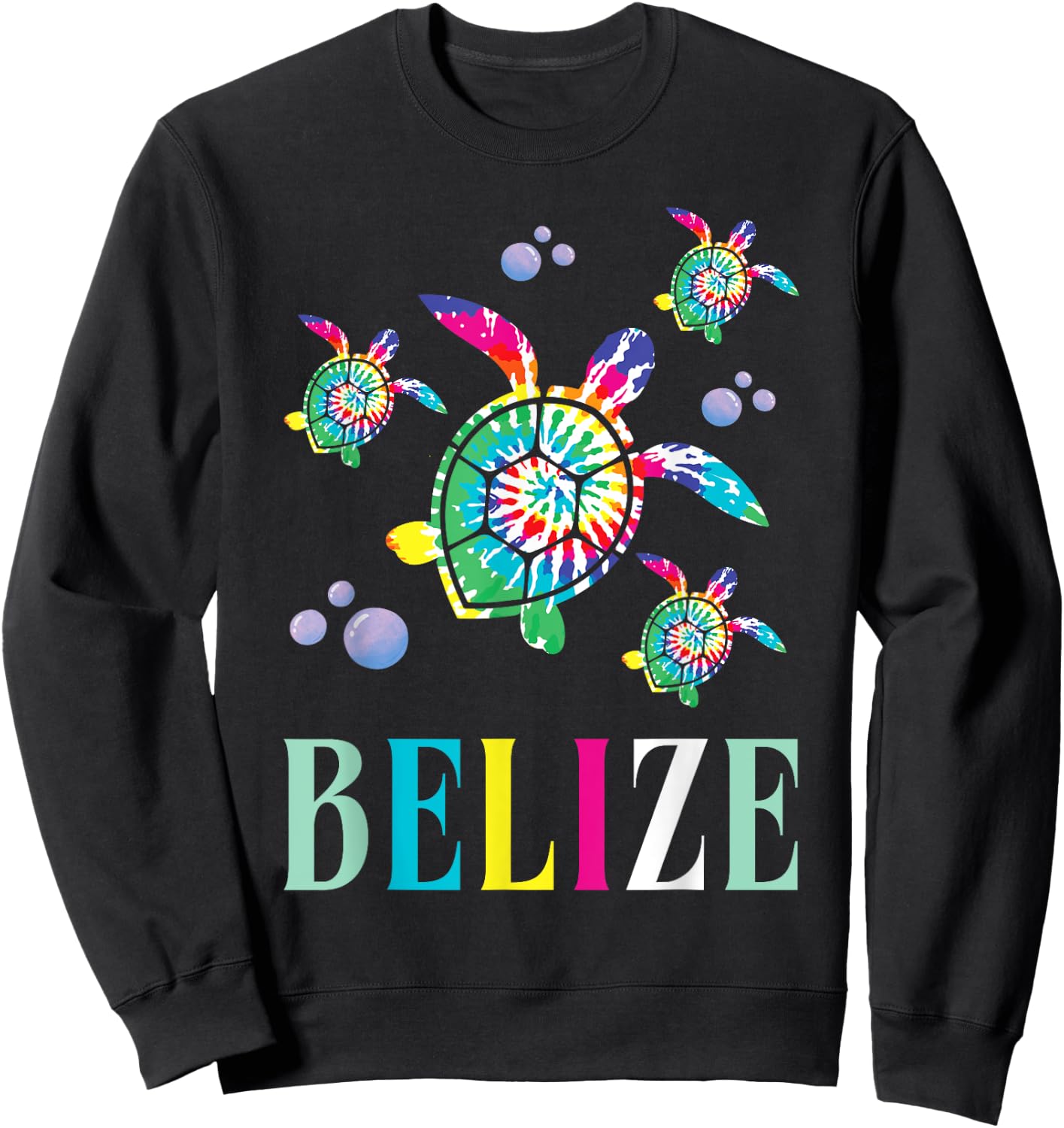 Belize Tie-Dye Sea Turtle Souvenir Sweatshirt - Sweatshirt | Black