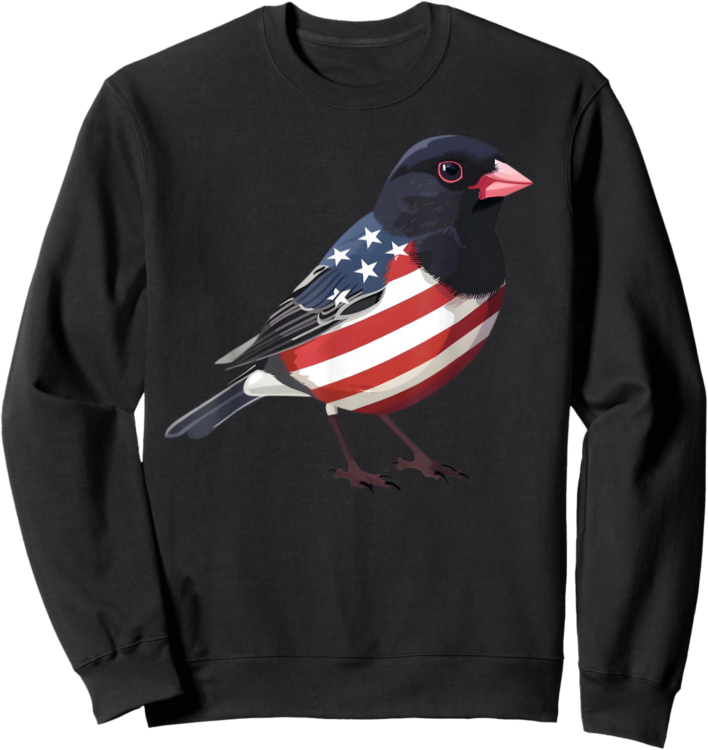 US Flag Dark Eyed Junco Patriotic Bird Face 4th Of July Sweatshirt - Sweatshirt | Black