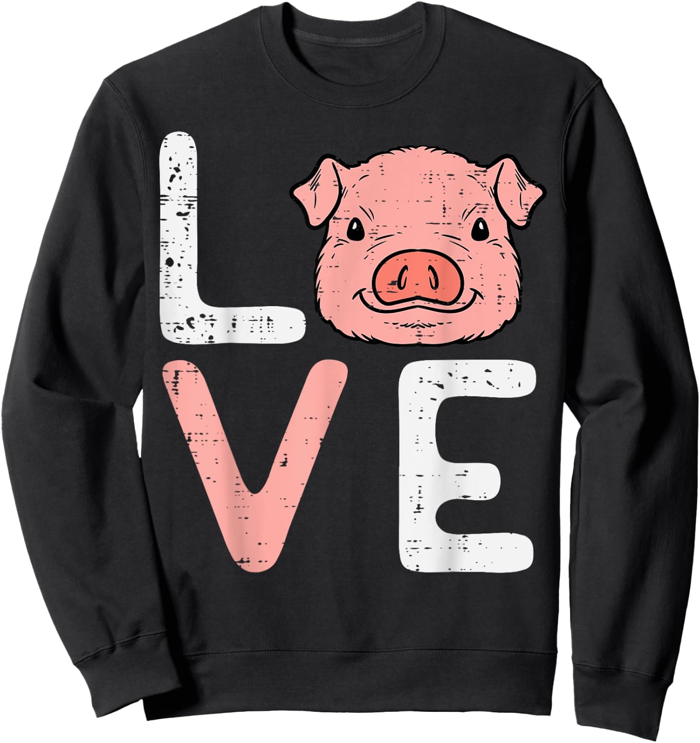 Love Pig Cute Hog Farmer Swine Farm Animal Women Kids Men Sweatshirt - Sweatshirt | Black