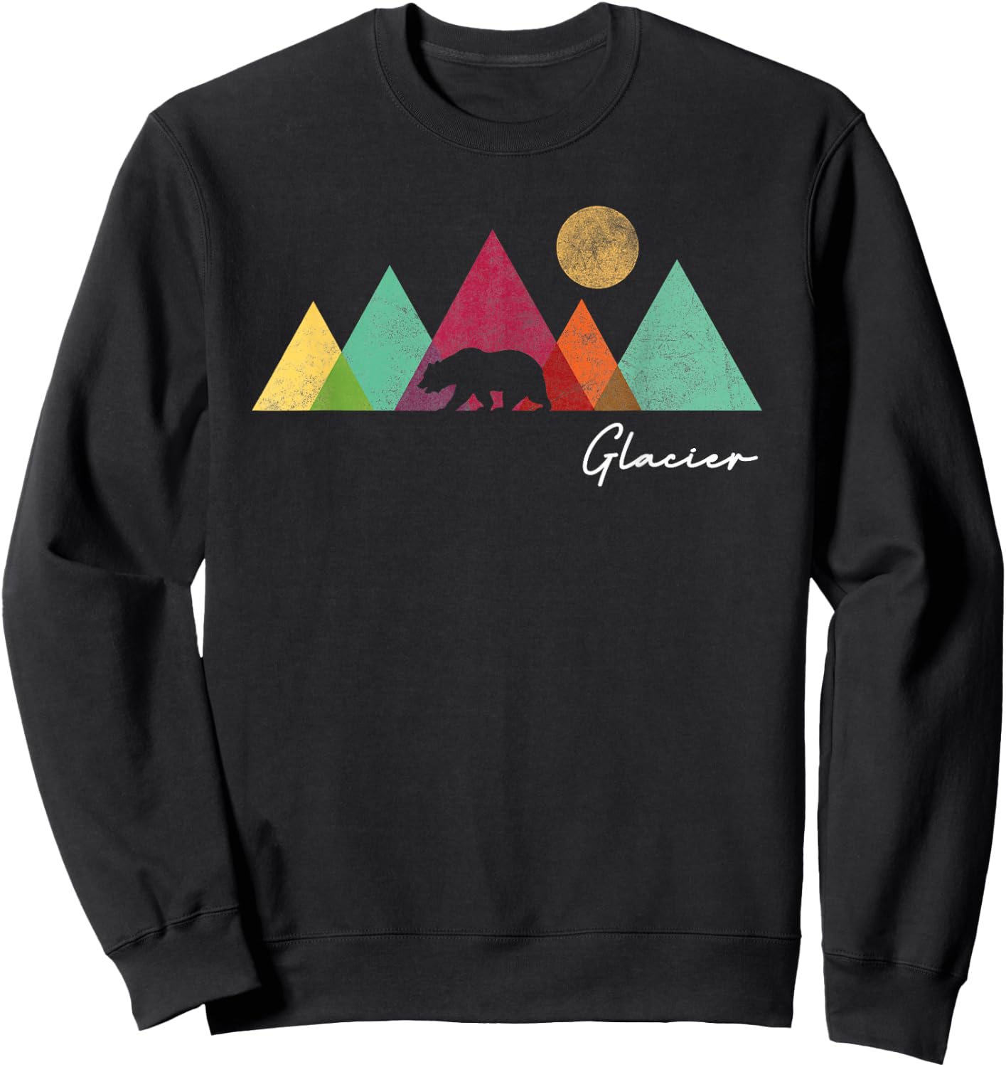 Retro Glacier National Park Montana Souvenir Women Men Kids Sweatshirt - Sweatshirt | Black