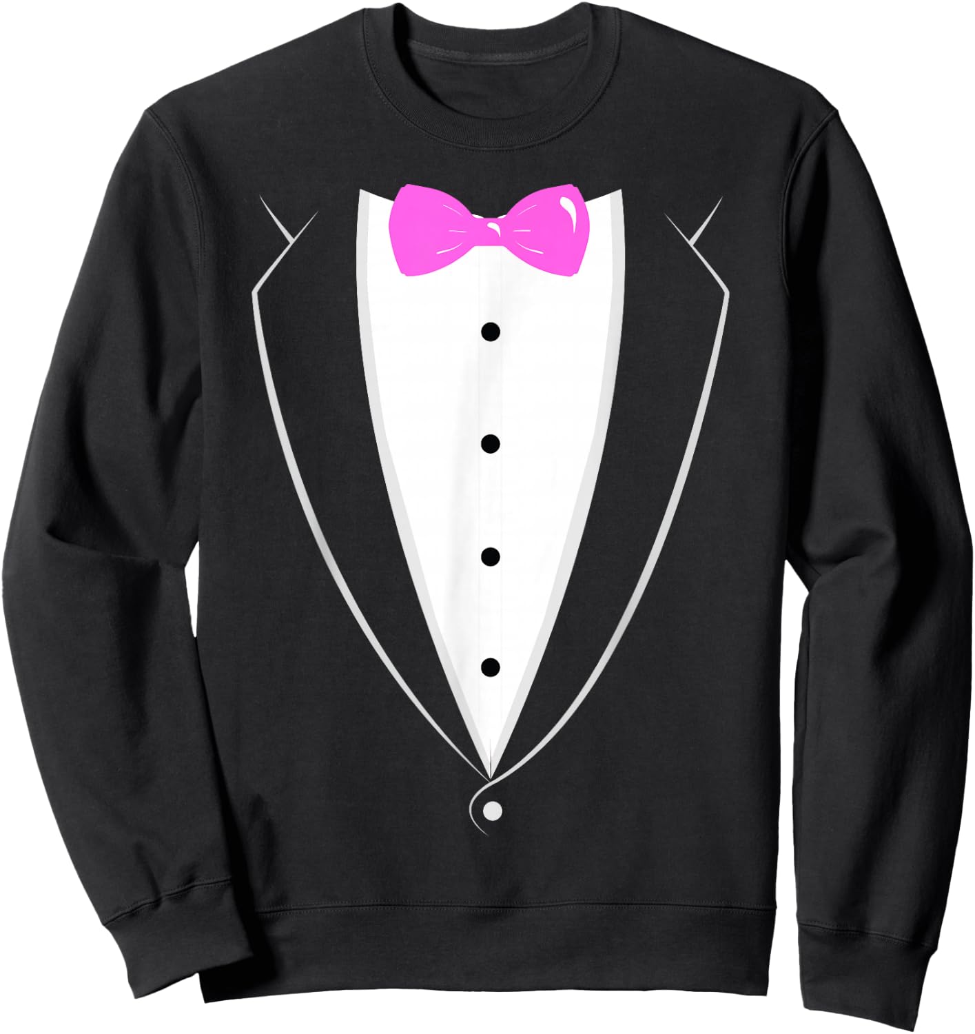 Black and White Tuxedo with Pink Bow tie Novelty T Shirt Sweatshirt - Sweatshirt | Black