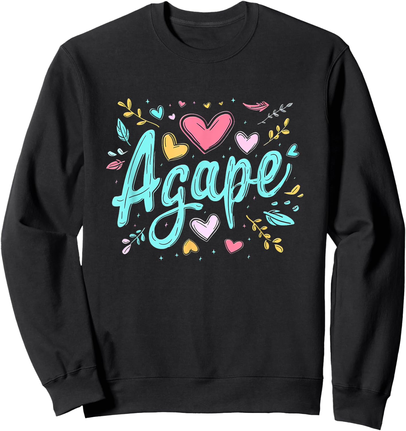 Agape Old Greek Christian Apparel - Christian Faith - Love Agape - -Adults - Black - Small - Short Sleeve Sweatshirt - Sweatshirt | Black