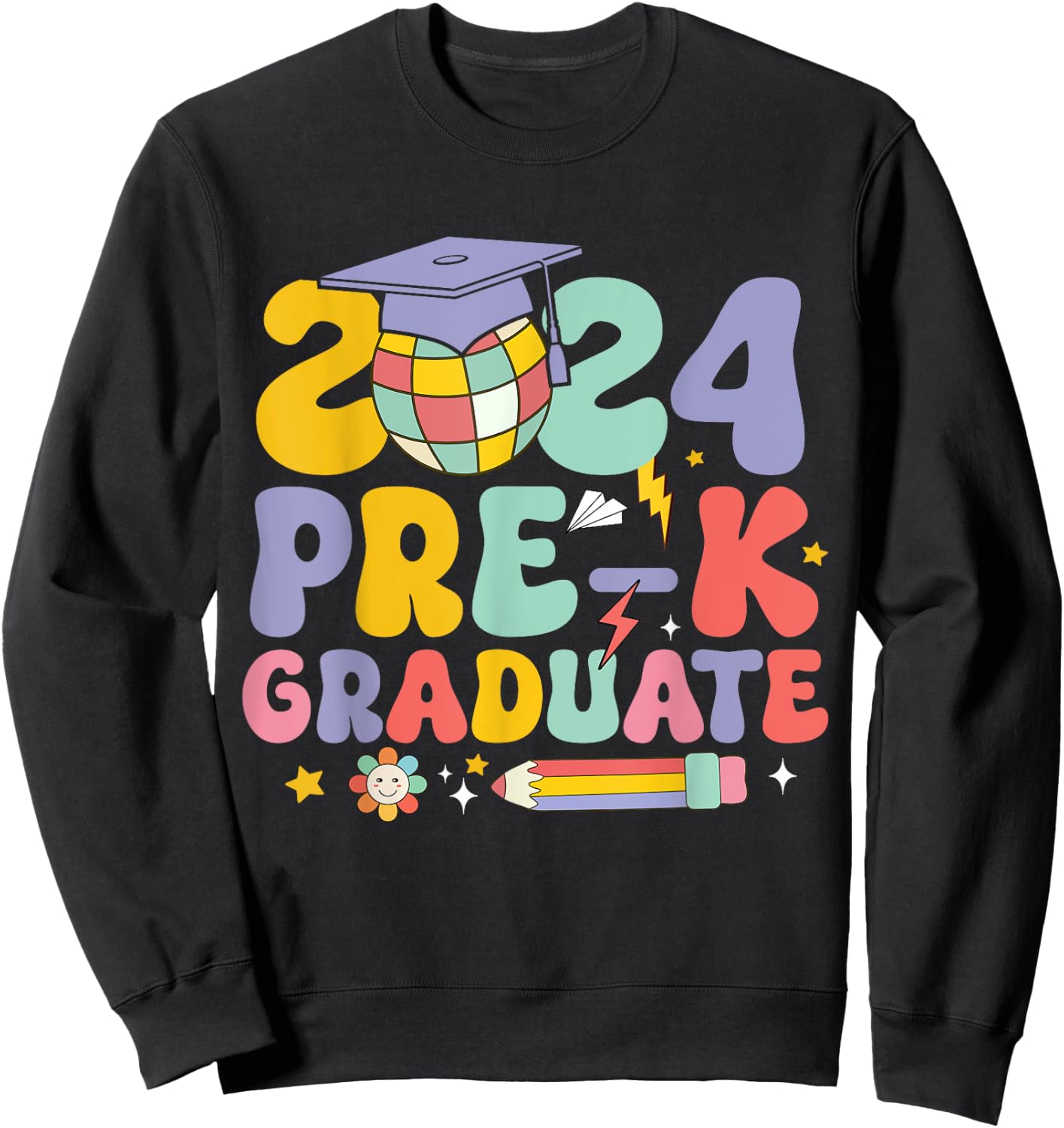 Groovy Preschool Graduation 2024 Pre-k Graduate for Girls Sweatshirt - Sweatshirt | Black