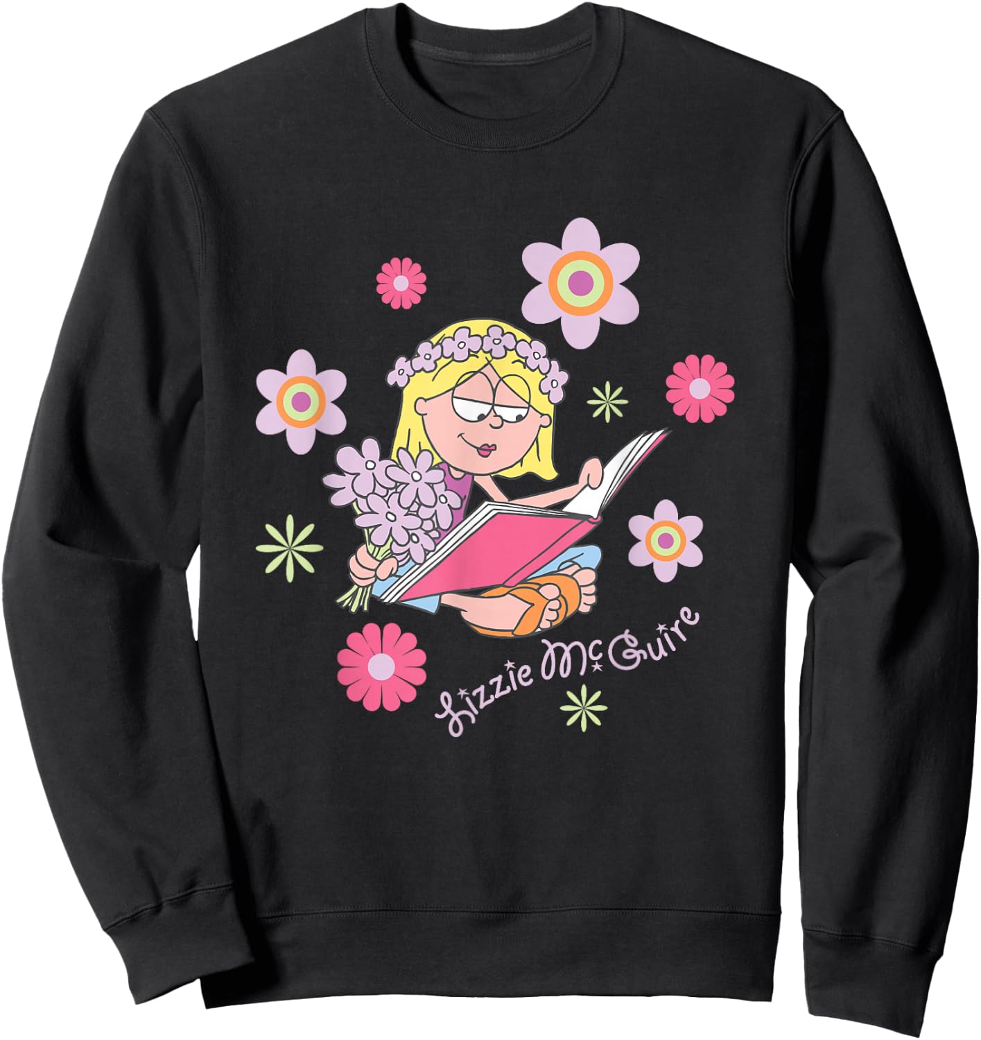 Disney Lizzy McGuire Groovy Hippie Lizzie Big Chest Poster Sweatshirt - Sweatshirt | Black