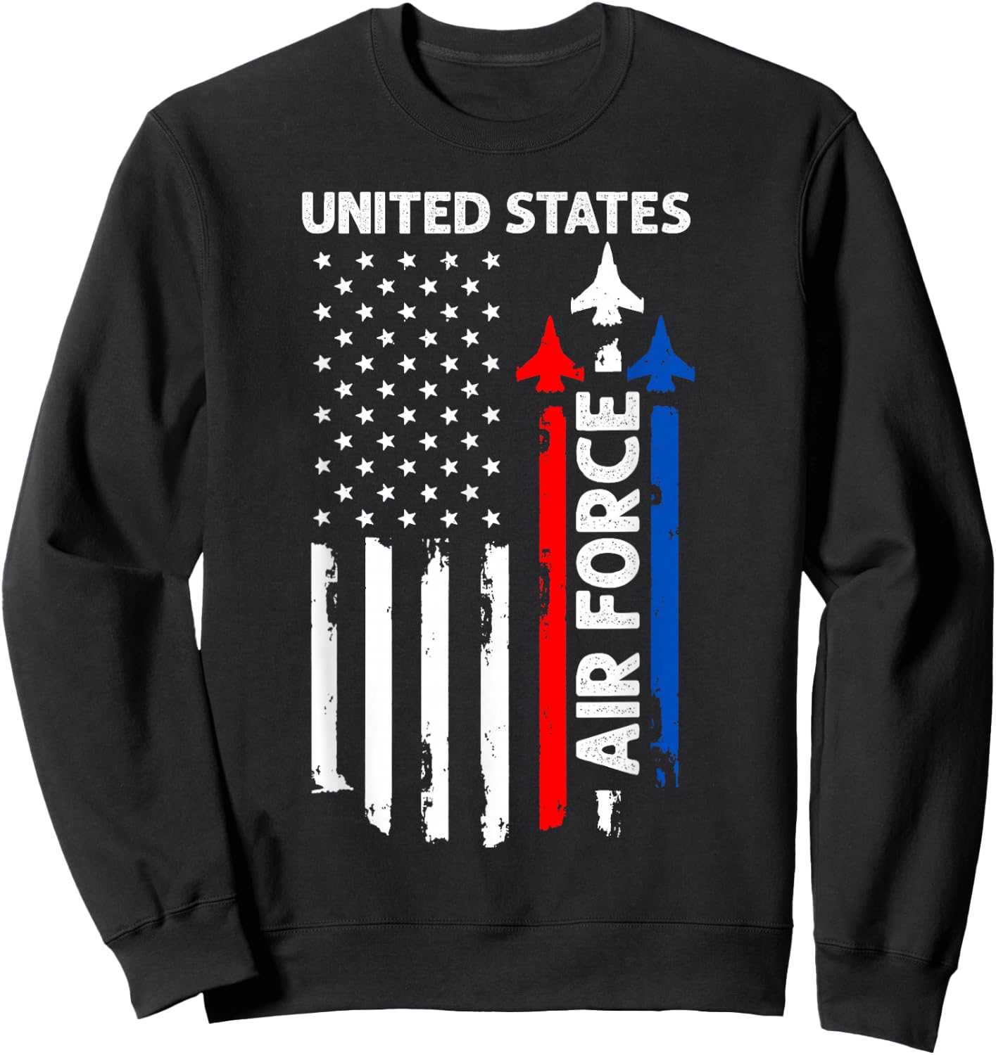 United States Air Force American USA Flag July 4th Patriotic Sweatshirt - Sweatshirt | Black