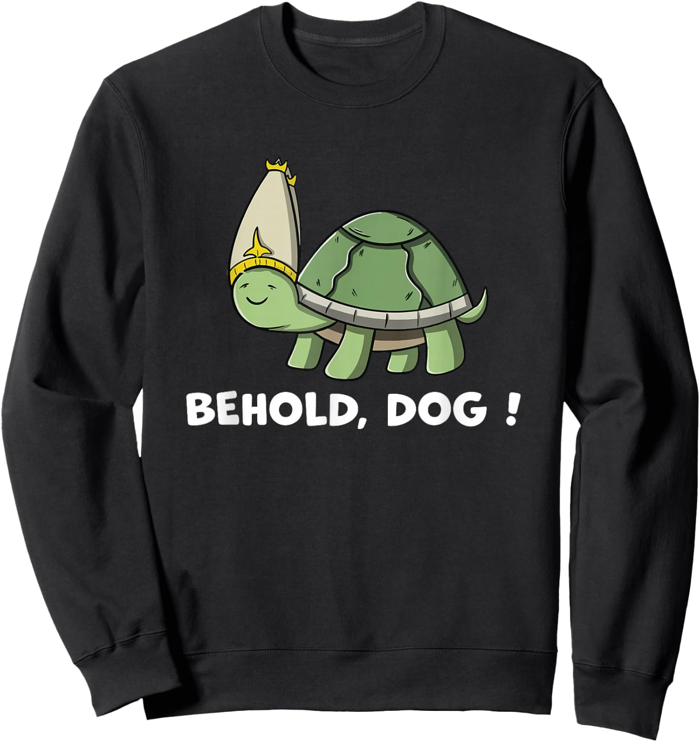 Behold Dog Turttle Art Gaming Turtle Wearing A Priest Hat Men Women Girls Kids Sweatshirt - Sweatshirt | Black