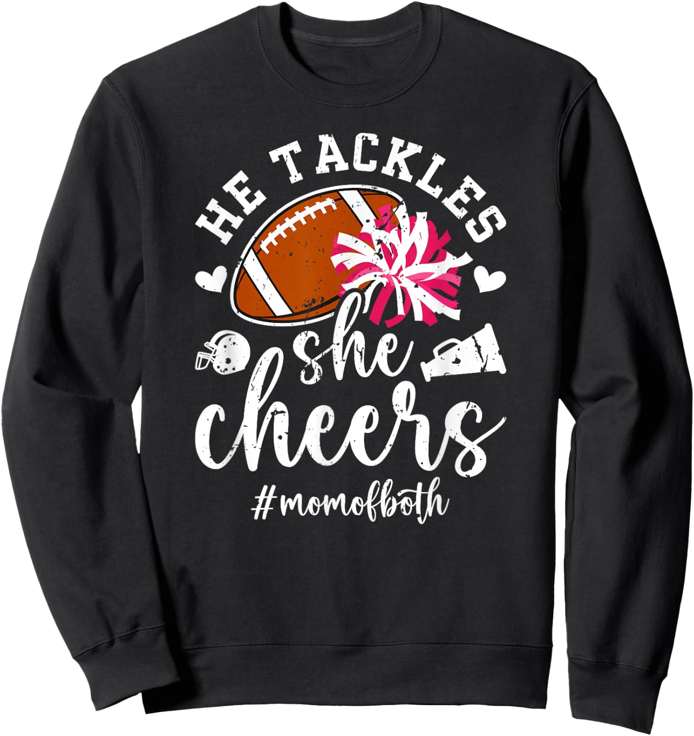 He Tackles She Cheers Football And Cheer Mom Sweatshirt - Sweatshirt | Black