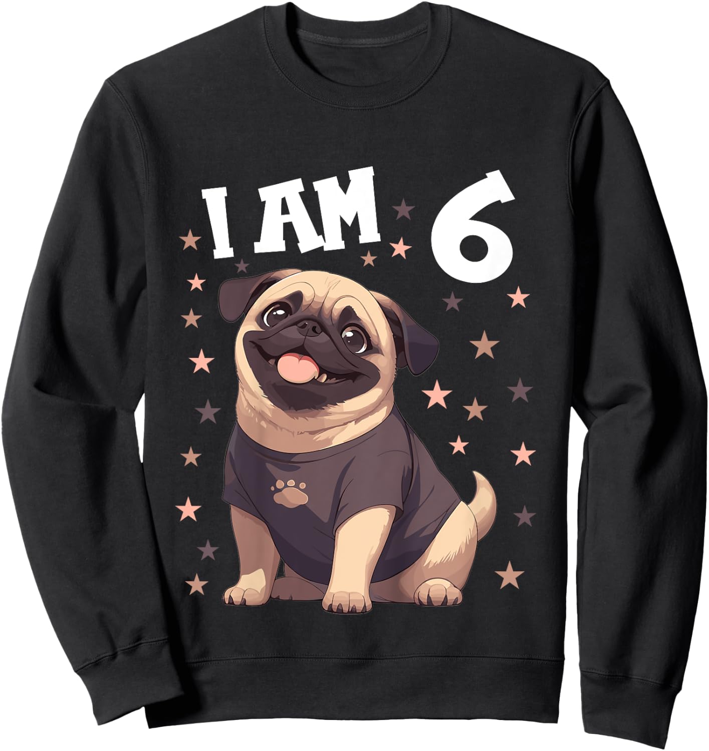 Kids 6 Years old 6th birthday Pugs Pug Sweatshirt - Sweatshirt | Black