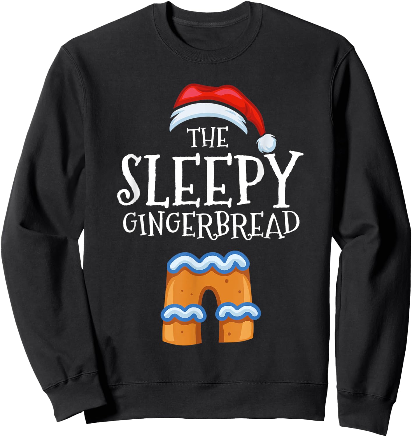 Sleepy Gingerbread Family Matching Group Christmas Gift Sweatshirt - Sweatshirt | Black