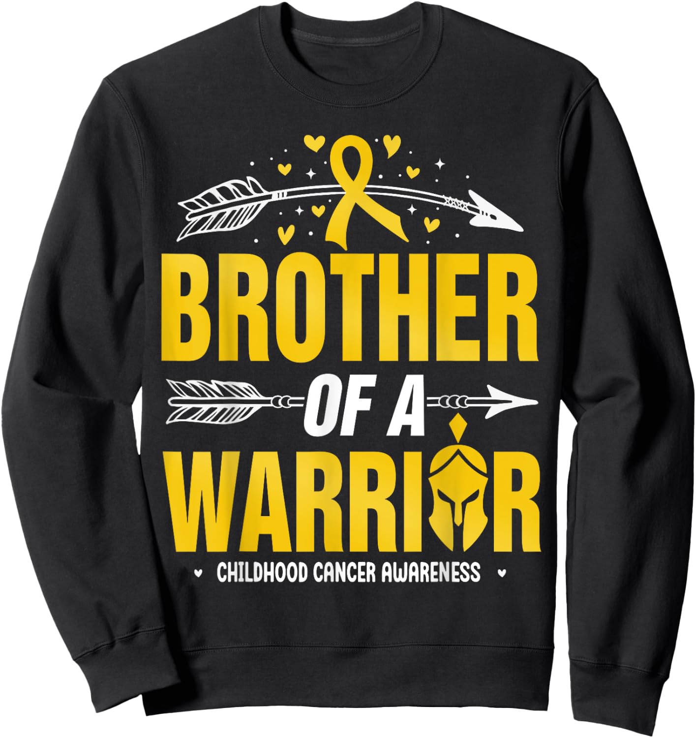 Childhood Cancer Awareness Brother Of A Warrior Gold Ribbon Sweatshirt - Sweatshirt | Black