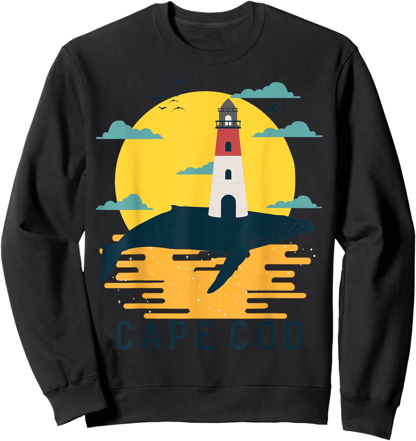 Cape Cod Nauset Lighthouse Vacation Sunset Whale Tourist Sweatshirt - Sweatshirt | Black