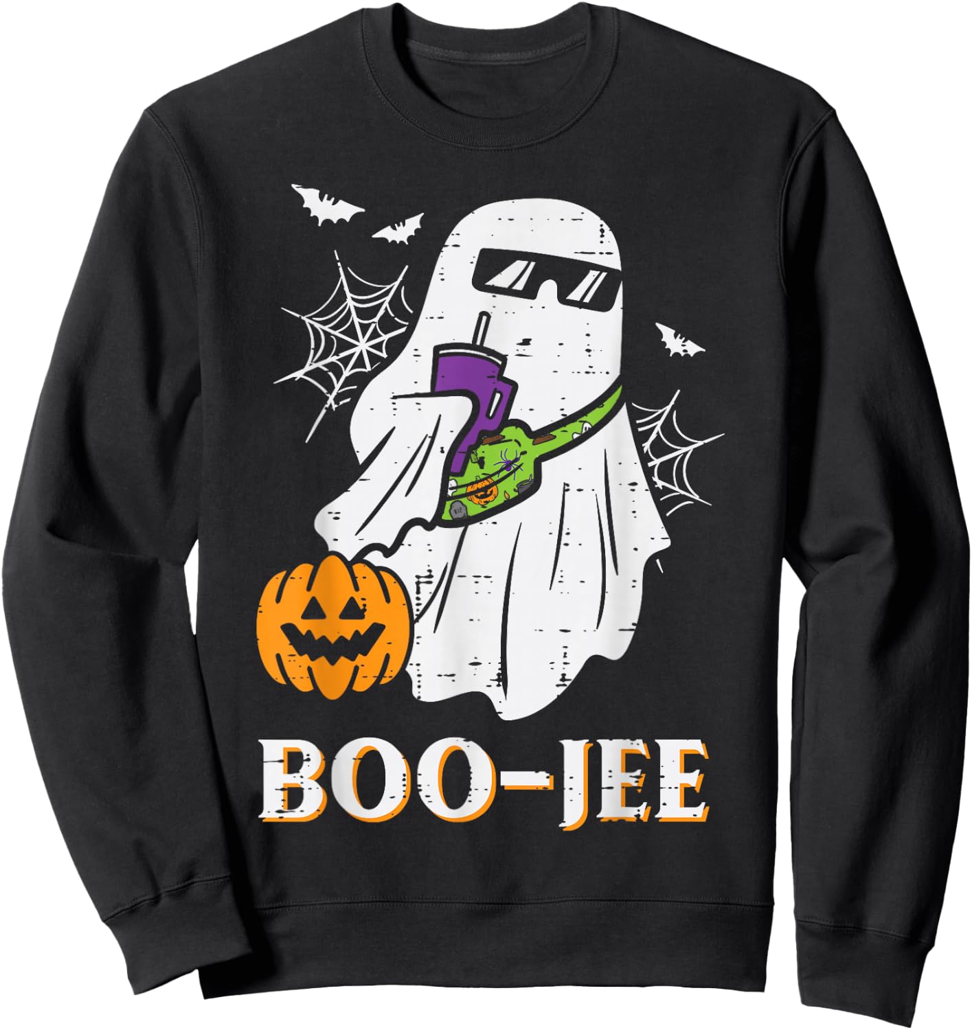 Halloween Boo Jee Ghost Boujee Bougie Costume Women Kids Men Sweatshirt - Sweatshirt | Black