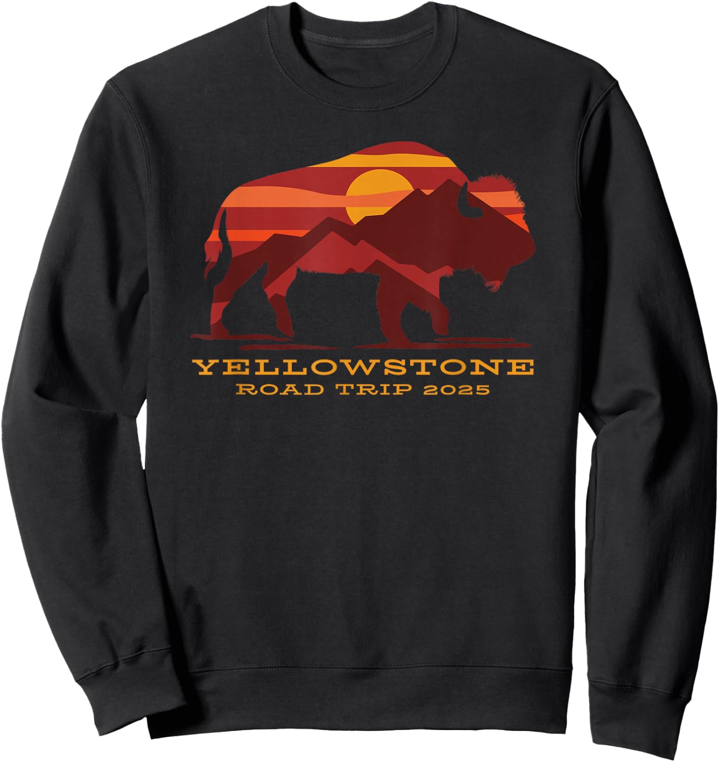 Yellowstone National Park Family Road Trip 2025 Matching Sweatshirt - Sweatshirt | Black