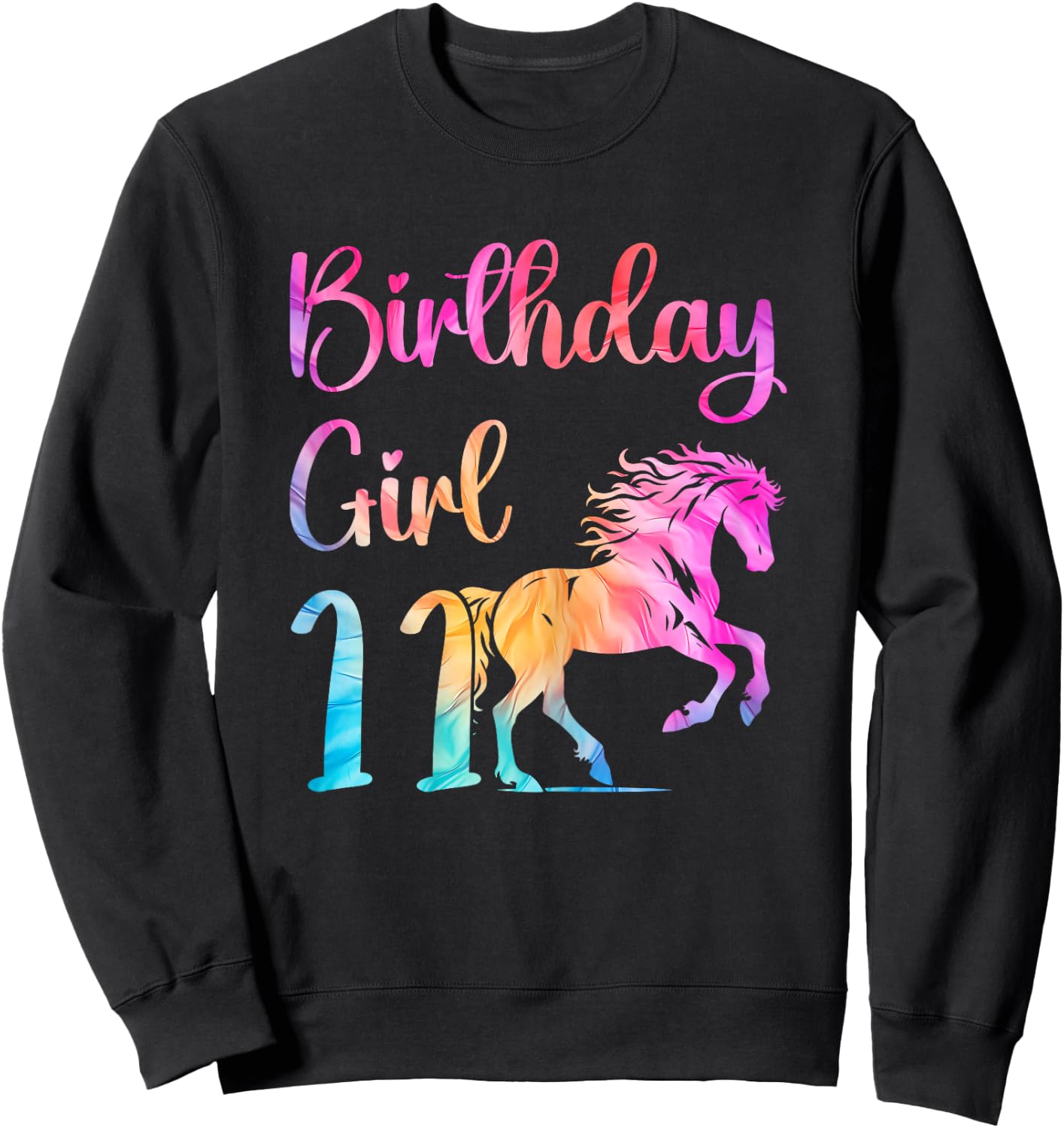 11th Birthday Horse 11 Year Old Girl Birthday Horse Lovers Sweatshirt - Sweatshirt | Black
