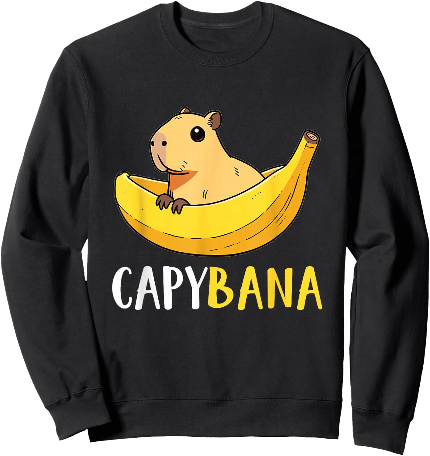 Capybana Kawaii Banana Capybara Sweatshirt - Sweatshirt | Black