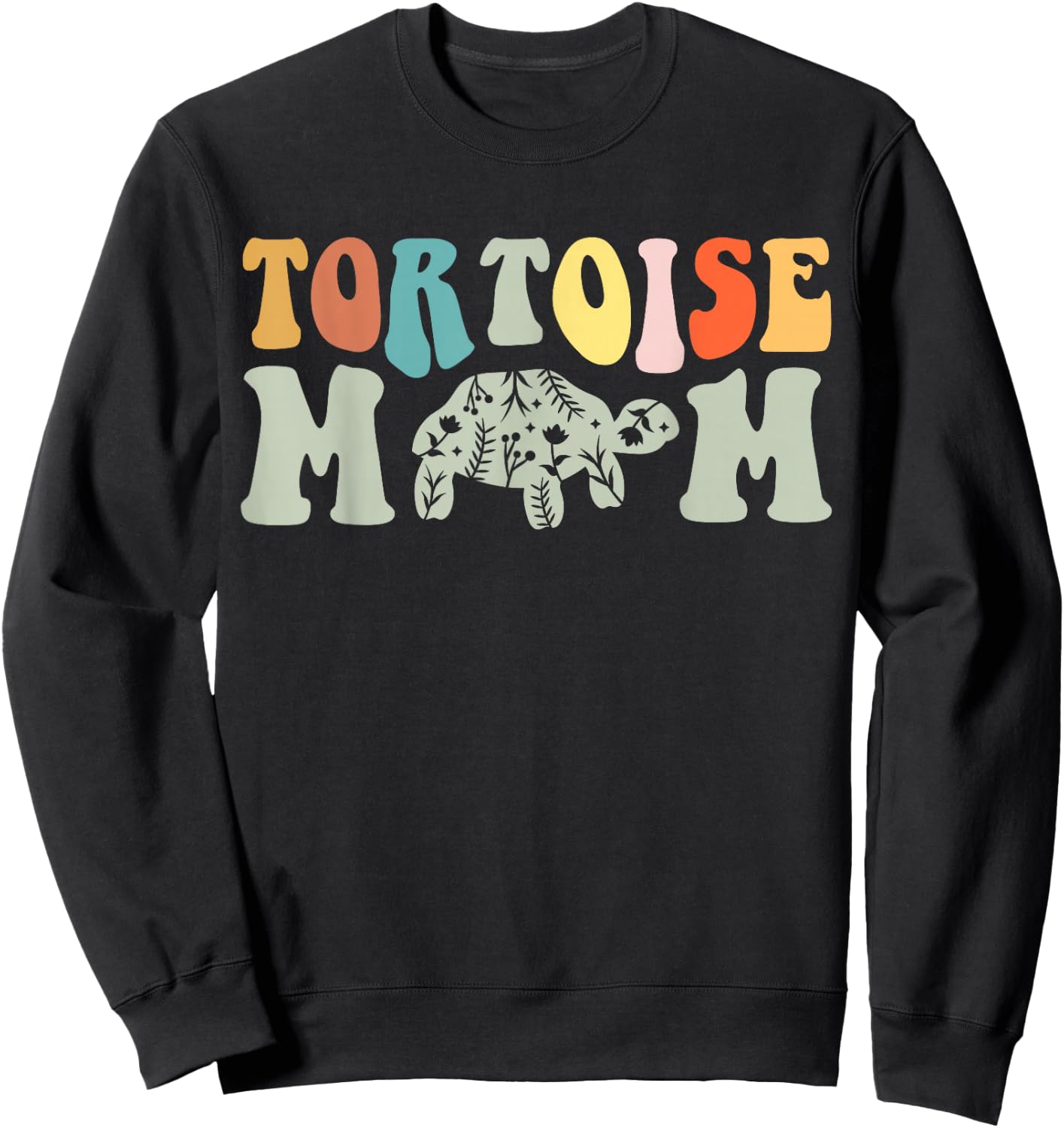 RoyalTees : Women's Tortoise Mom - Black, Small, Short Sleeve Sweatshirt - Sweatshirt | Black