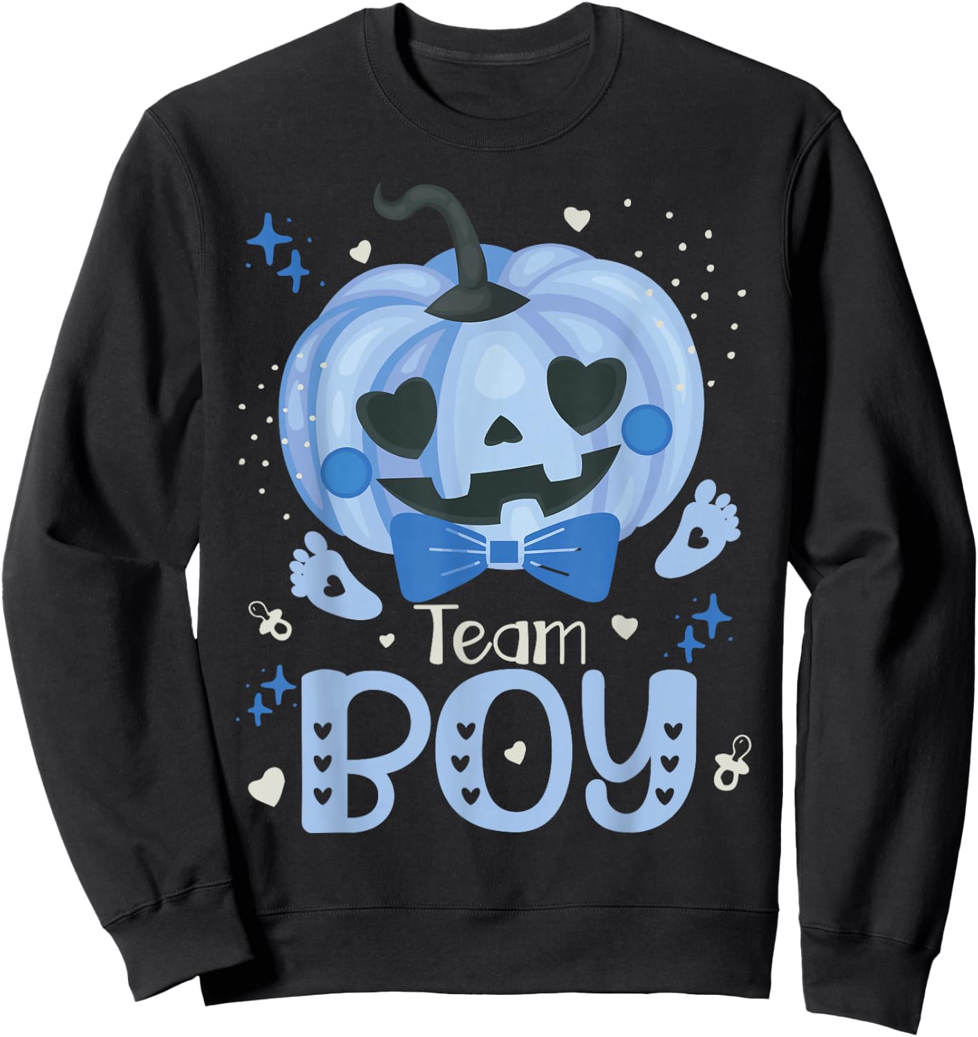 Team Boy Pumpkin Halloween Baby Gender Reveal Party Blue Sweatshirt - Sweatshirt | Black