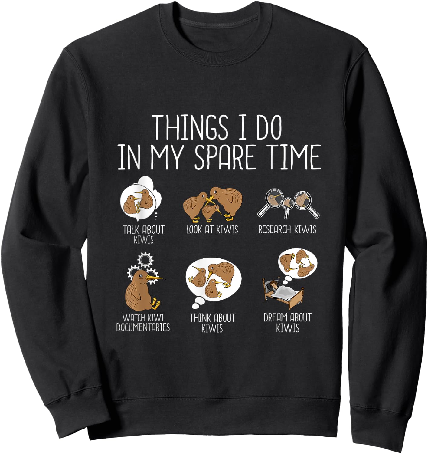 Kiwi Bird Lover Kids Cute Funny Kiwi Sweatshirt - Sweatshirt | Black